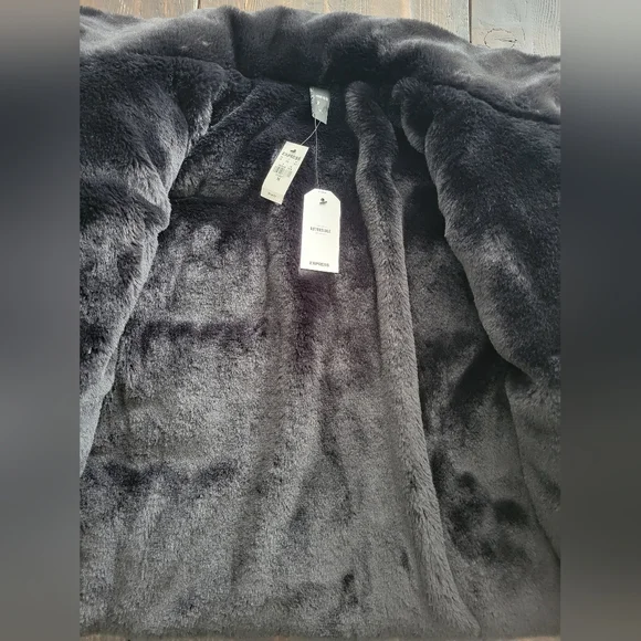 NEW NWT Beautiful Express reversible faux fur and leather coat-Black-XS - Picture 3 of 4